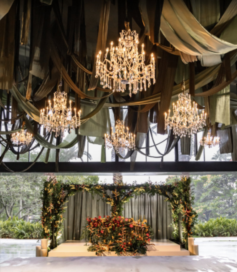 Decoración de boda elegante en verdes